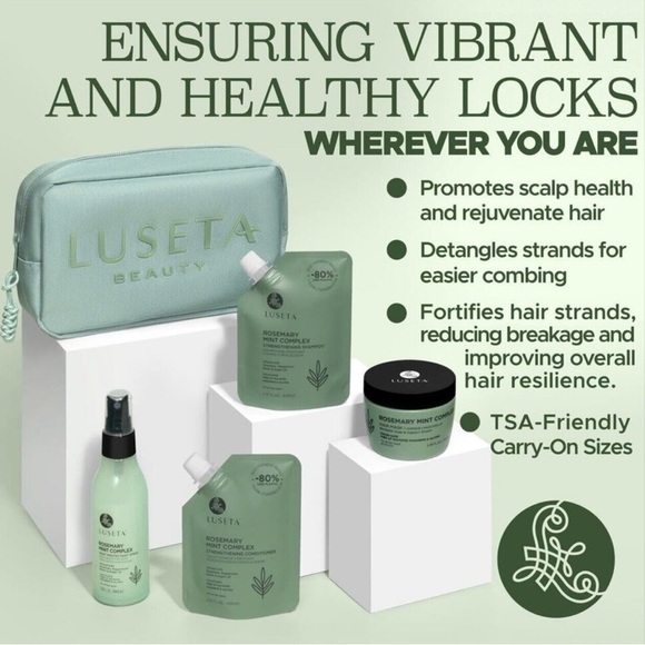 Luseta Rosemary Mint Complex Strengthening Hair Care Set + Cosmetic Bag – NEW - Picture 4 of 4